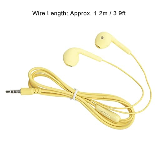 Fabater Wired Earphone, Small Lightweight Ergonomic Design Super Stable Fit Comfortable Wear HiFi Sound Quality Wire Controlled Headphone, 3.5mm Plug Earphone with Wire Control Plug and (Yellow) — view 3
