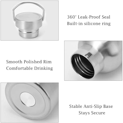 Water Bottle Stainless Steel Insulated 500ml with Leakproof Lid and Handle, Double Wall Vacuum Travel Bottle for School, Hiking, Travel - Reusable Metal Standard Mouth Flask for Everyday Use (Blue) — view 3