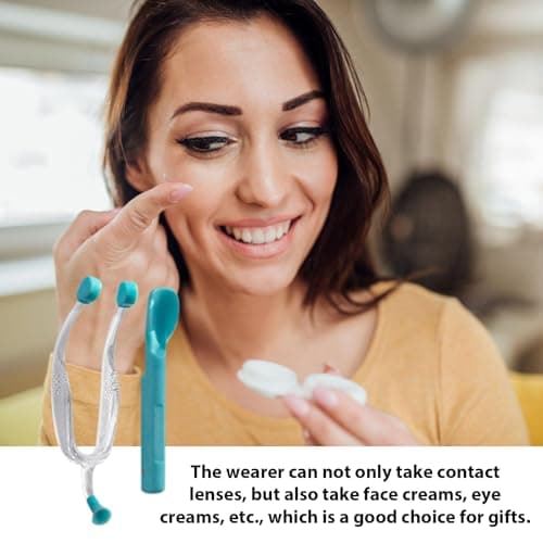 Contact Lens Remover - Soft Silicone Tip Tweezer Stick, 6*8*3cm Scleral Inserter Scoop Kit, Travel Case Suction Plunger | Hygienic Eye Care Applicator Tool For Girls Women Long Nails Home Travelling — view 2