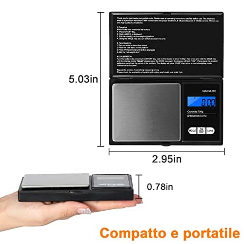 Vinabo 700g Digital Scales 0.01g, Kitchen Scales Digital,Mini Pocket Scales,precision scale LCD Display, Jewellery Scales Weighing Scales for Jewellery Gold Food Coffee Herb Coin (Battery included) — view 6