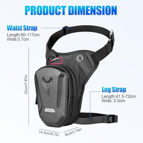 YYTECH Motorcycle Leg Bag with LegStrap, Drop Leg Bag, Motorcycle Thigh Bags for Men Women, Multifunctional Waist Pack, EVA Hardshell Durable Hiking Waist Pack for Cycling, Riding, Running, Traveling — view 2