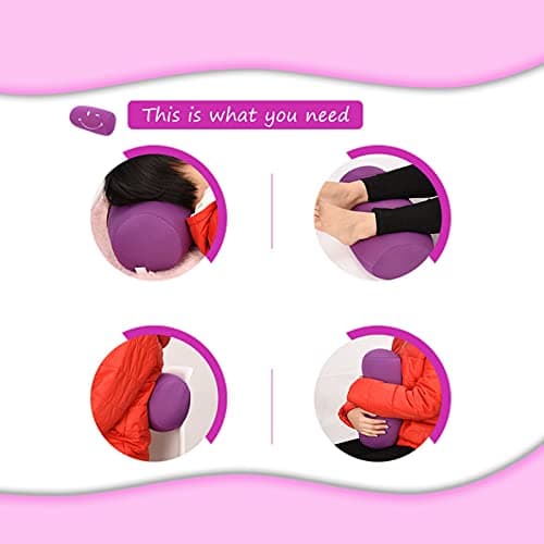 HAOHIZE Microbead Roll Pillow, Comfort Squish Tube Bolster Cushion, Head, Neck Back Support Tube Roll Pillow (Purple) — view 2