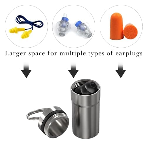 Adorila 4 Pack Aluminium Ear Plug Case with Keychain, Waterproof, Portable, Black & Silver — view 3