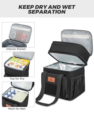 Lunch Bag for men Large Insulated Double Layer Cooler Bag for Work — view 3