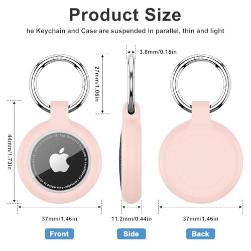 Keyring for AirTag Holder, Apple Airtag Keyring, Thick Silicone Air Tag Protective Case compatible with Apple Air tag for Wallet, Dog Collar, Luggage, Keys (Pink) — view 6