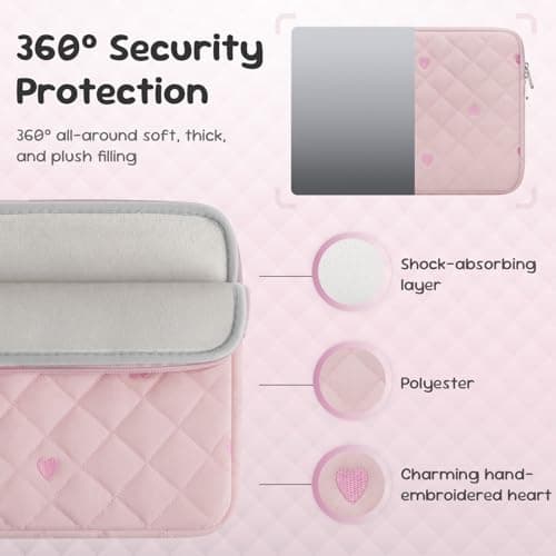 Songbala Laptop Sleeve Case 13 14 Inch Laptop Cover Protective Case Compatible with MacBook Air MacBook Pro 13 14 Inch Soft Padded Laptop Case, Pink — view 3