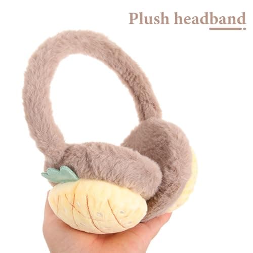 PACKOVE Yellow Plush Earmuffs for Women, Cute Winter Ear Warmers — view 4