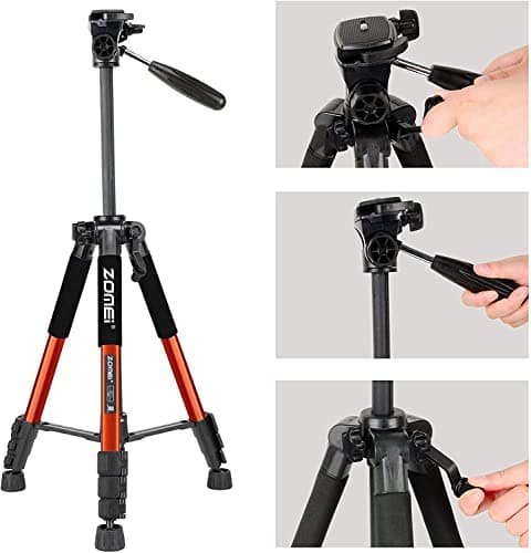 Zomei Q111 Travel Camera Tripod Lightweight with3 Way Fluid Panhead(Orange) — view 5