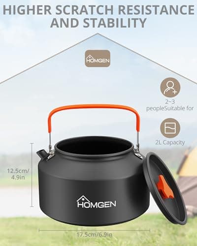 HOMGEN 2L Large Portable Camping Kettle for Outdoor Hiking with Carry Bag — view 4