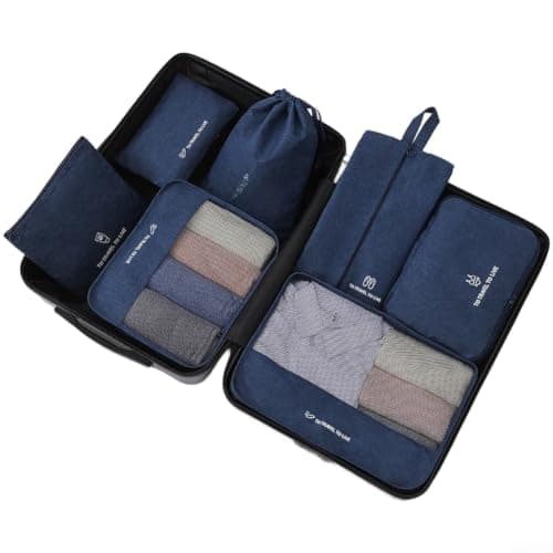 Travel Compression Bags 7 Pack Space Saver Organizer(Navy Blue)