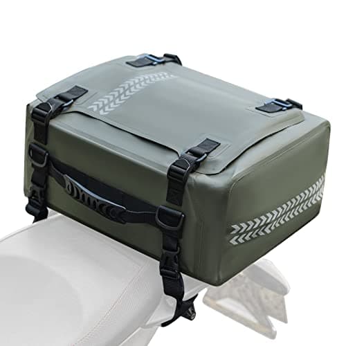 ROCKBROS Motorbike Tail Bag 100% Waterproof Motorcycle Saddle Bag Motor Rear Trunk with Shoulder Strap Pannier Bag for Luggage Storage, Motorcycling, Riding, Travel 30L Sand Green