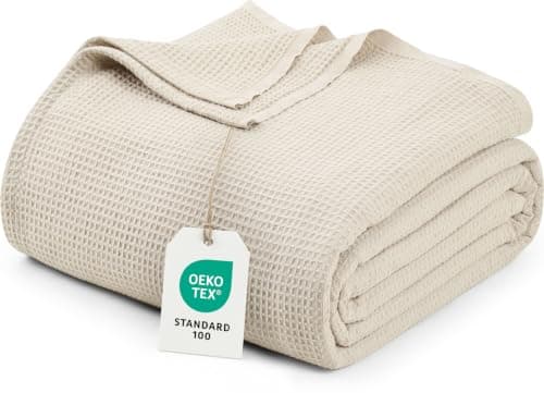 Utopia Bedding Waffle Weave Summer Blanket, (Khaki, Double - 167x228 cm)