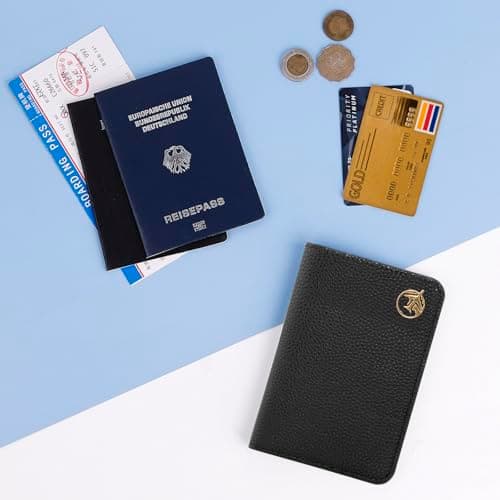 Lychii Leather Passport Wallet for Women and Men, PU Travel Protector Wallet Pouch Protective Case for Passport, Boarding Pass and ID Card — view 6