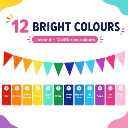 36 Flags 25ft Bunting, Colourful Fabric Bunting Banner for Birthday Garden Party Wedding Festival Home Decorations, Felt Triangle Flags Pennant Garland — view 2