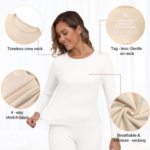 IWOLLENCE Thermal Long Sleeve Top Women (White, M) — view 5
