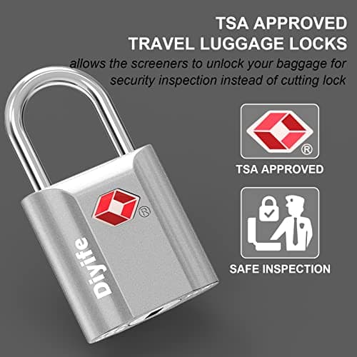Diyife Heavy Duty Zinc Alloy Travel Locks - 2 Pack Security Suitcase Padlocks with 4 Keys (Silver) — view 2
