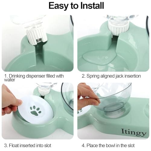 Itingy 15° Tilted 3-In-1 Cat Food Bowl Set with Removable Water Bottle — view 6