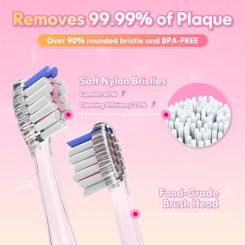 Kids Electric Toothbrush 3-5-6-12, Toddler Toothbrush Girls Electric Toothbrush with Timer Rainbow LED Light Up Sonic Battery Powered Junior Childrens Tooth Brush (Unicorn Pink) — view 5