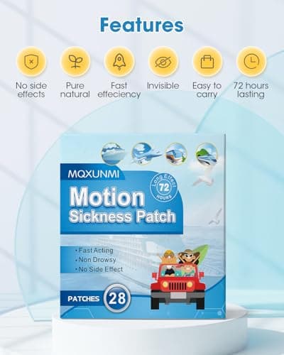 MQXUNMI Motion Sickness Patches, 28 pcs No-Drowsy Travel Patches for Car Sickness, Air Sickness and Sea Sickness Patch, Fast Effective, Long Last Up to 72 Hours (Beige) — view 5