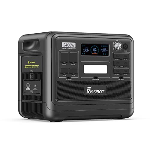 FOSSiBOT F2400 Portable Power Station 2048Wh, 2400W Battery Backup for Home Power Cuts, <10ms UPS Emergency Power Supply, 240V UK Sockets LiFePO4 Generator for Garage, DIY & CPAP, Black