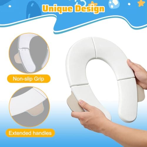 Hmeuest Foldable Travel Potty Seat for Toddlers & Kids, Portable Toilet Training Seat with Non-Slip Pads & Storage Bag, Safe & Hygienic Baby Potty Trainer for Home, Public Toilets, Travel, Hotels — view 3