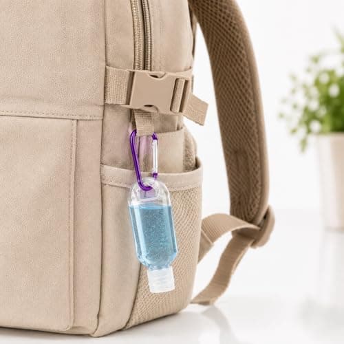 5 Pack 50ml Travel Bottles with Carabiner Clips, Refillable Empty Toiletry Containers for Hand Sanitiser, Shampoo, Lotion & Shower Gel, Leakproof BPA Free Mini Bottles for Travel, Hiking, Gym & School — view 4