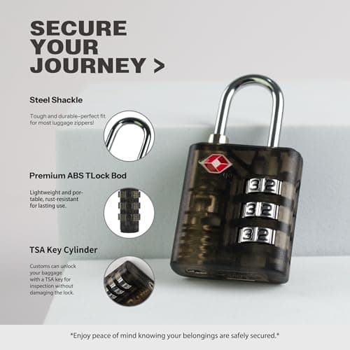 UP Security Suitcase Locks TSA Approved, Combination Lock for Locker, Combo Padlock for Gym Locker, Small Combination Padlocks for Outdoor Use, Suitcase, Gun Case, Ammo Can, Bag Zipper (Black+White) — view 5