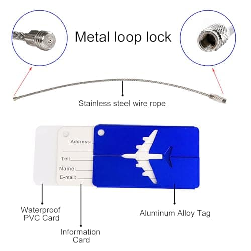 Luggage Strap (2 Pack), with 2 Luggage Tags, Custom Identification, Travel Bag Closure, For Connecting Luggage Together, Dark blue — view 4