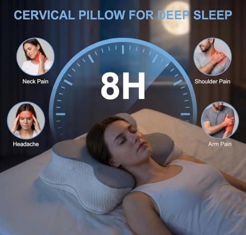 TOOHUB Cervical Neck Pillow, Cervical Pillow for Neck and Shoulder Pain,Memory Foam, Butterfly Ergonomic Pillow with Removable Washable Pillowcase for Side Back Stomach Sleepers — view 2