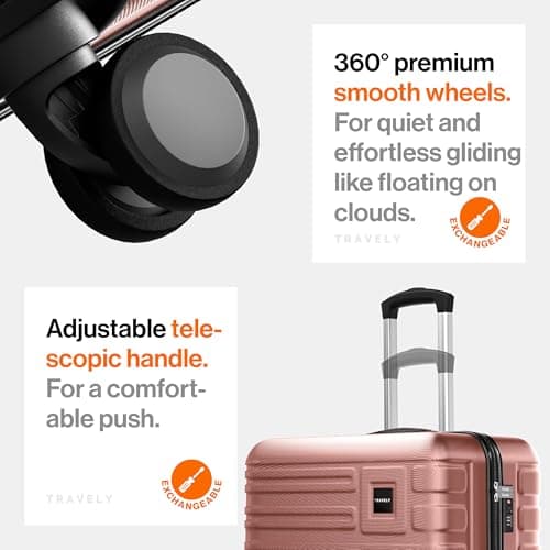 Travely Polycarbonate XL Suitcase Large 77cm - 158cm Linear Dimensions - 20kg Suitcase Including TSA Lock, Hard Shell, Travel Case — view 5