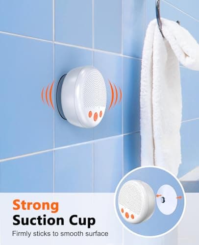Kunodi Shower Speaker, Bluetooth Waterproof Speaker Wireless, Portable Speaker with Clear Loud Sound, Suction Cup, Lanyard, Ideas Gifts (White) — view 4