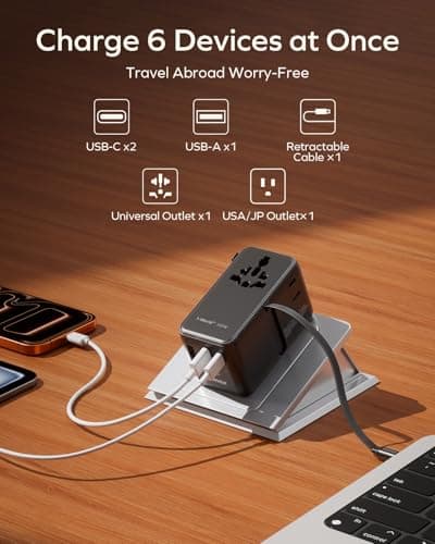 MOMAX Universal Travel Adapter with USBC Cable 100W GaN Travel Plug Adapter — view 2