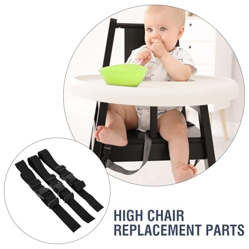 3pcs High Chair Harness Belt Replacement 1.2m Polyester Black — view 6