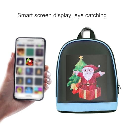 YWBL-WH Programmable LED Backpack, Full Color 64x64 Display App Controlled Storage Bag for Festivals Travel PU Polyester Cotton 1 Pack — view 5
