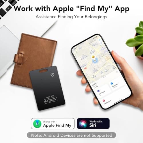 2 Pack Wallet Tracker Card [Apple MFi Certified] Air Tracker Tag (iOS only), IP68 2.7mm in Rechargeable Smart Card Work with Apple Find My, Keys Finder and Item Locator for Passport, Bags,Laptop,Black — view 2
