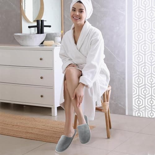 FEZTGVOFA 3 Pairs Hotel Slippers, Spa Slippers, Comfortable Disposable Non-Slip Guest Slipper, Soft Coral Velvet Travel Slipper, for Spa, Travel, Family Hotels,Guest — view 6