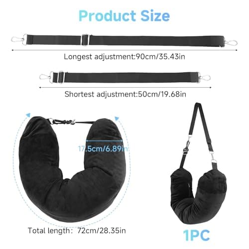 AHRLIC Soft Stuffable Neck Pillow for Travel Multifunctional U-Shaped Cushion Fillable with Clothes for Extra Luggage Space, Adjustable Strap for Airplane, Camping, Train, Hiking (Black) — view 2