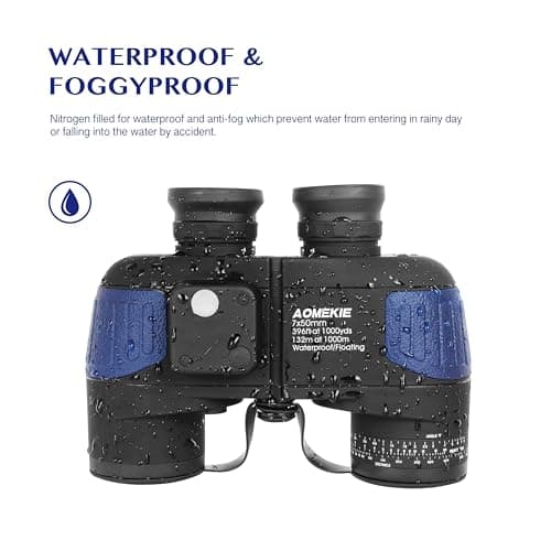 Aomekie Marine Binoculars 7X50 for Adults Waterproof Binoculars with Illuminated Rangefinde Compass for Hunting Boating — view 4
