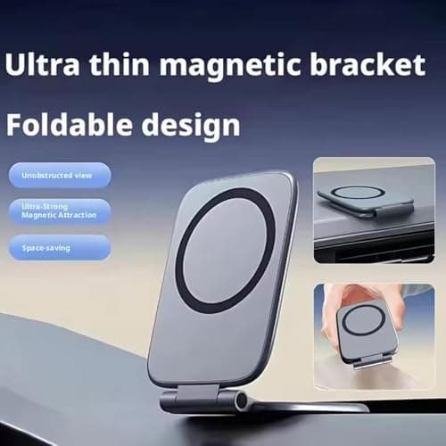 Ultra-Thin 270° Foldable Magnetic Car Phone Mount,Ultra-Slim Shockproof Magnetic Phone Holder,Dual Magnet Gym Phone Mount,Ultrathin Adjustable Cell Phone Holder for Car Dashboard, Gym & Office — view 2