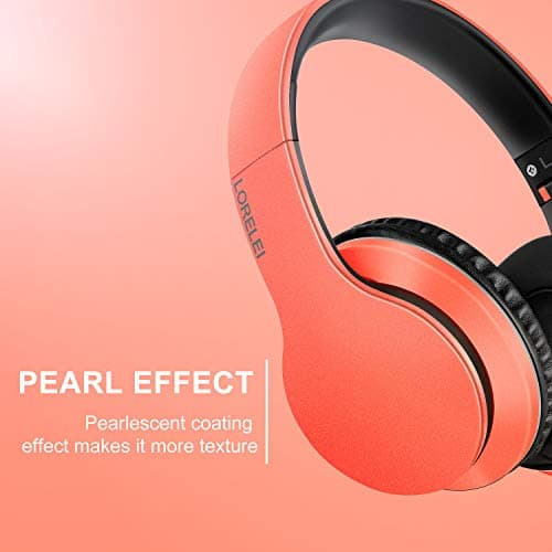 LORELEI X6 Over-Ear Headphones With Microphone, Lightweight Foldable & Portable Stereo Bass With 1.45M No-Tangle, Wired for Smartphone Tablet MP3/4 (Vitality Orange) — view 2