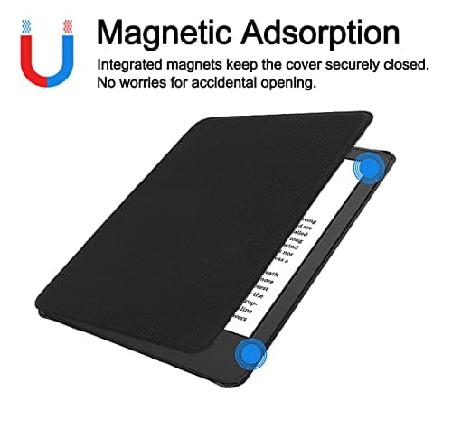 TOKILO Case for Kḭndle 6 inch eReader (11th Gen, 2024/2022 Release), Case for iPad 6" eBook, Ultra Lightweight Slim PU Leather Protective Cover with Auto Wake/Sleep, Dark Black — view 3