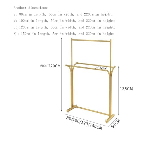 Garment Racks Clothing Store Hangers, Nordic Double Row, Upper and Lower Double-layer Floor Racks, Single Pole Tidy Rails(Black,XL) — view 2