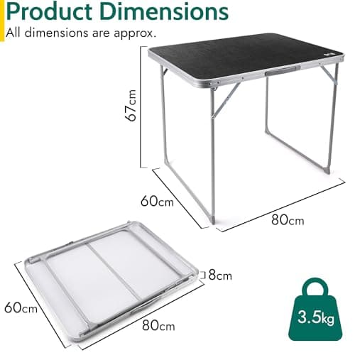 Trail Portable Folding Camping Table, L80cm x W60cm x H67cm — view 3