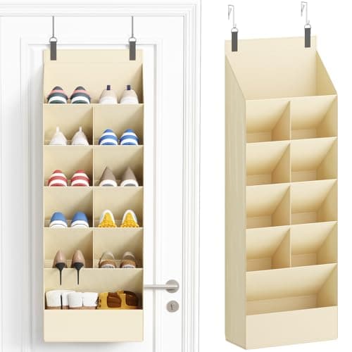 Lifewit 6 Tier Over the Door Shoe Organiser Hanging Rack Holder, Beige