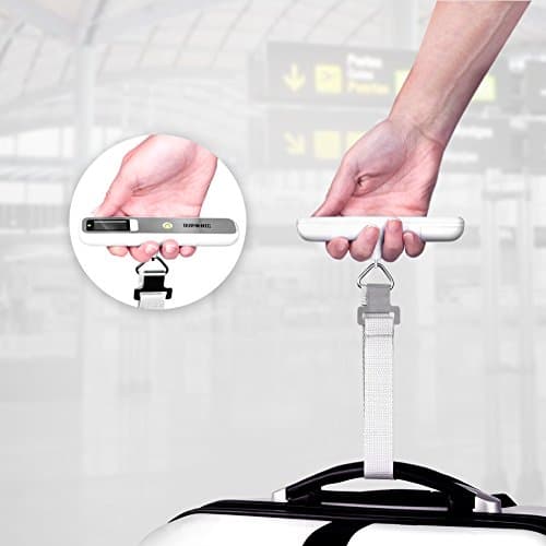 Duronic Digital Luggage Scales (white/silver) LS1019 | 50kg capacity | Weighs Suitcases and Bags | Overweight Warning Light | Compact & Portable | Strong Straps | For Air Travel | Battery Included — view 4