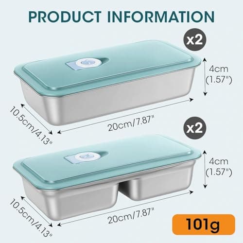 4Pcs Reusable Snack Containers, Stainless Steel Bento Box with Lids — view 2