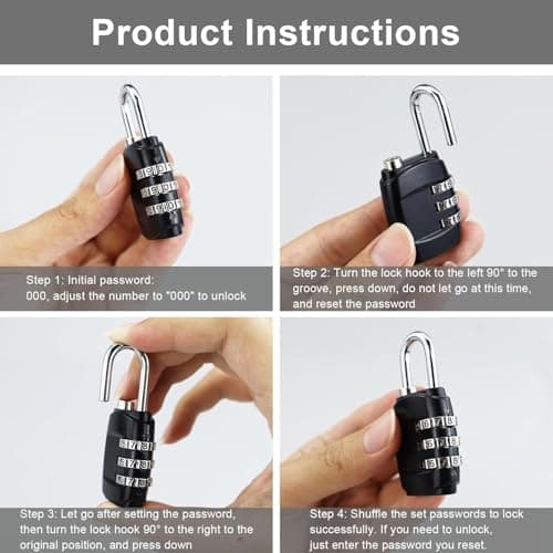 Stylish Rustproof 2pcs 3-Digit Combination Padlock for Suitcases (Black and White) — view 3