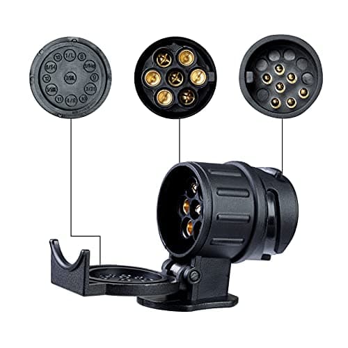 BEIJISTAR 7 to 13 Pin and 13 to 7 Pin Towing Adaptor, Trailer Plug Adapter, 12V Waterproof Electric Adapter Plug Converter, for Caravan RV Boat Cars Truck Trailer — view 3