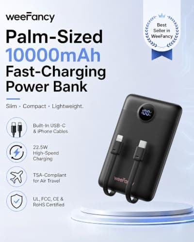 Power Bank Fast Charging 10000mAh With Built in Cables Portable Charger — view 2