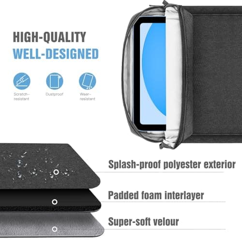 TiMOVO 9-11" Tablet Sleeve Bag Carrying Case with Strap, Black & Grey — view 5
